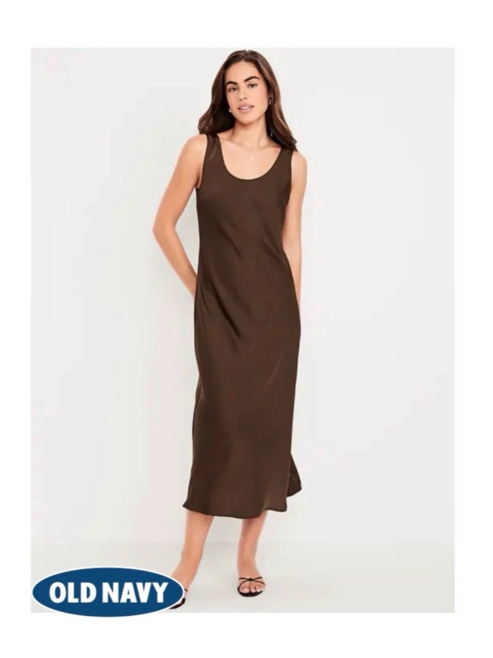 Old Navy Brown Scoop Neck Midi Dress
